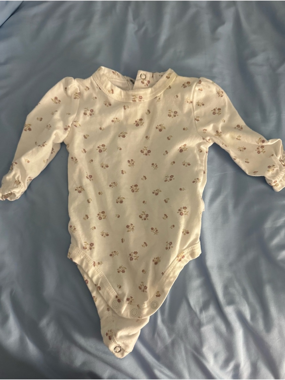 Tahari Cream Floral Long-Sleeve Baby One-Piece